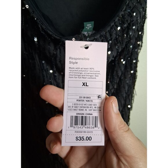 NWT Wild Fable Party Dress Strapless Sequin Gray Size XL - Picture 4 of 6